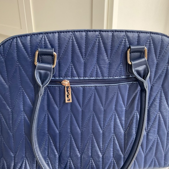 Pierre Cardin Quilted Navy Vegan Leather Tote Bag - Picture 5 of 17